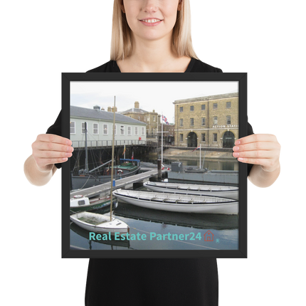 Boat on Water Framed photo paper poster with realestatepartner24 with house Logo