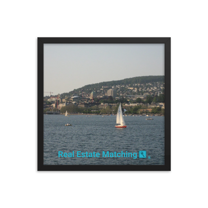 Beautiful River & Hills Sinari Framed photo paper poster with realestatematching with key Logo