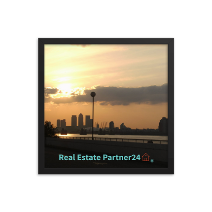 Majestic Sunset Framed photo paper poster with realestatepartner24 with house Logo
