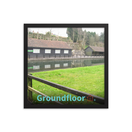Lakeside Serenity Framed photo paper poster with Groundfloor with House Logo