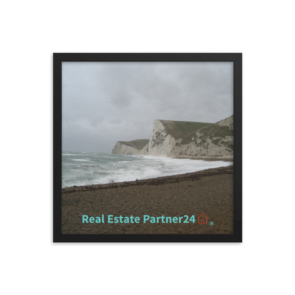 Waves and Sand Framed photo paper poster with realestatepartner24 with house Logo