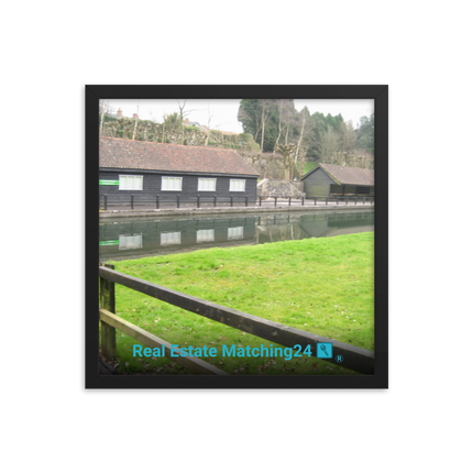 Lakeside Serenity Framed photo paper poster with realestatematching24 with key Logo