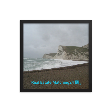 Waves and Sand Framed photo paper poster with realestatematching24 with key Logo