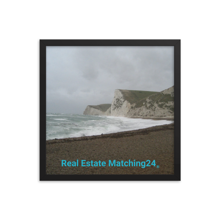 Waves and Sand Framed photo paper poster with realestatematching24 without key Logo