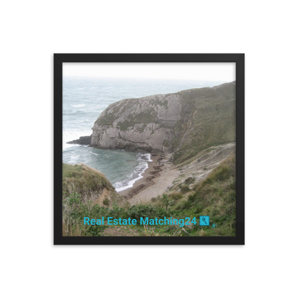 Sea & Hills Framed photo paper poster with realestatematching24 with key Logo