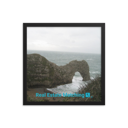 Coastal Escape Framed photo paper poster with realestatematching with key Logo