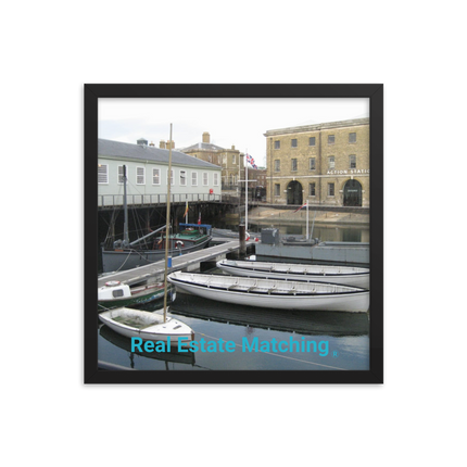 Boat on Water Framed photo paper poster with realestatematching without key Logo