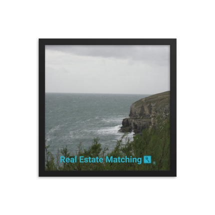 Seaside Serenity Framed photo paper poster with realestatematching with key Logo