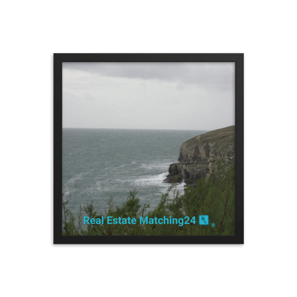 Seaside Serenity Framed photo paper poster with realestatematching24 with key Logo