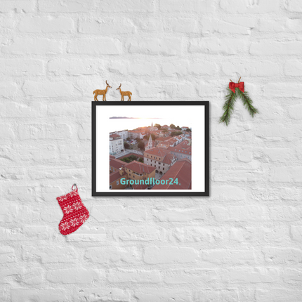 Roof Sunset View Framed photo paper poster with Groundfloor24 without House Logo