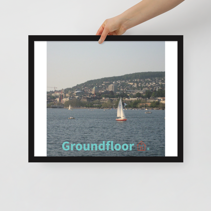 Beautiful River & Hills Sinari Framed photo paper poster with Groundfloor with House Logo