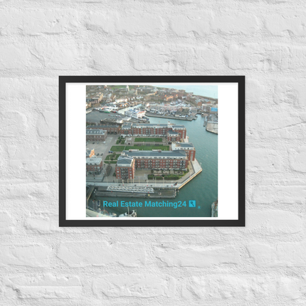 Nice City Framed photo paper poster with realestatematching24 with key Logo