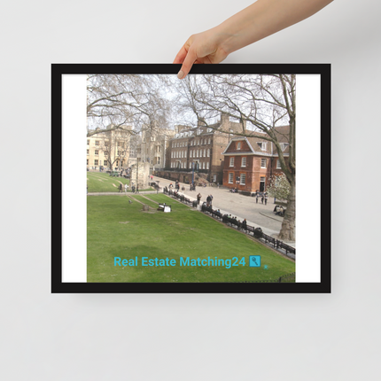 Beautiful Park Framed photo paper poster with realestatematching24 with key Logo