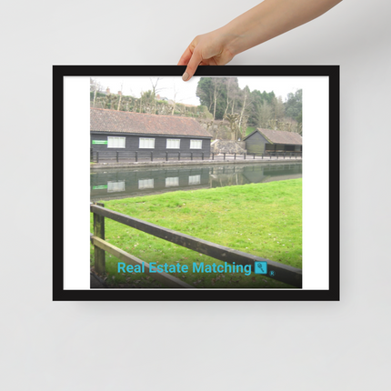Lakeside Serenity Framed photo paper poster with realestatematching with key Logo