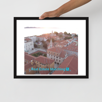 Roof Sunset View Framed photo paper poster with realestatematching with key Logo