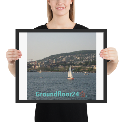Beautiful River & Hills Sinari Framed photo paper poster with Groundfloor24 with House Logo