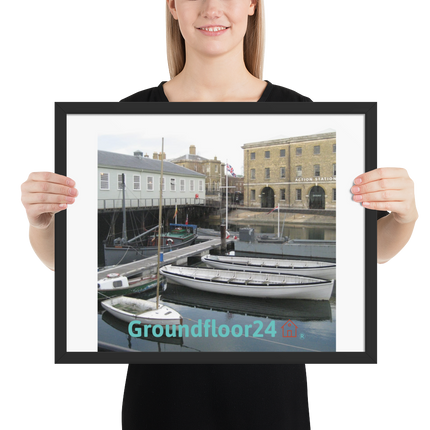 Boat on Water Framed photo paper poster with Groundfloor24 with House Logo