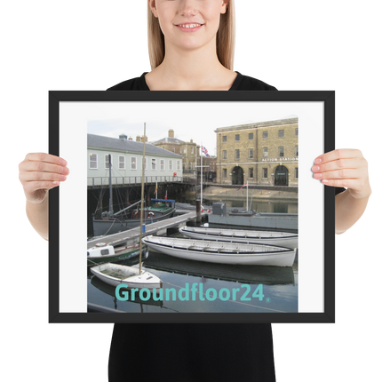 Boat on Water Framed photo paper poster with Groundfloor24 without House Logo