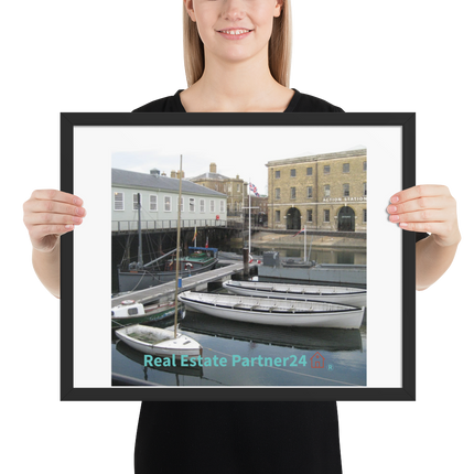 Boat on Water Framed photo paper poster with realestatepartner24 with house Logo