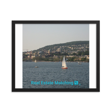 Beautiful River & Hills Sinari Framed photo paper poster with realestatematching with key Logo
