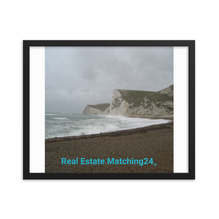 Waves and Sand Framed photo paper poster with realestatematching24 without key Logo