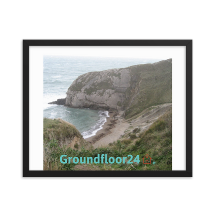 Sea & Hills Framed photo paper poster with Groundfloor24 with House Logo