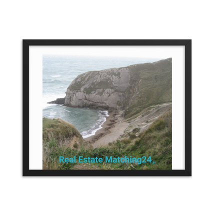 Sea & Hills Framed photo paper poster with realestatematching24 without key Logo