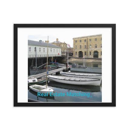 Boat on Water Framed photo paper poster with realestatematching without key Logo