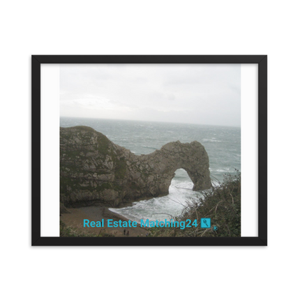 Coastal Escape Framed photo paper poster with realestatematching24 with key Logo