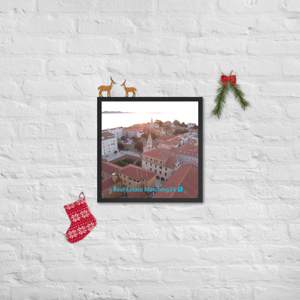 Roof Sunset View Framed photo paper poster with realestatematching24 with key Logo