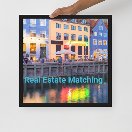 Nyhavn Framed photo paper poster with Real Estate Matching Logo