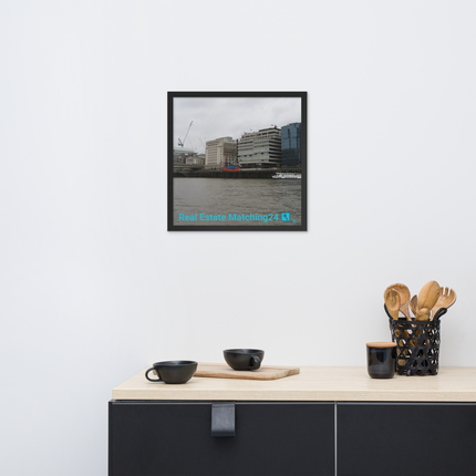 Beautiful Place Framed photo paper poster with Real Estate Matching24 Logo