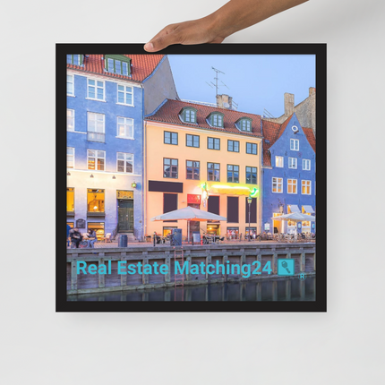 Nyhavn Framed photo paper poster with Real Estate Matching24 Logo