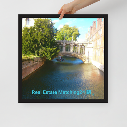 Beautiful Canel Framed photo paper poster with realestatematching24 with key Logo