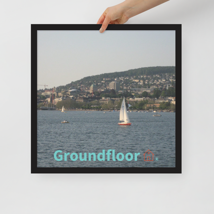 Beautiful River & Hills Sinari Framed photo paper poster with Groundfloor with House Logo