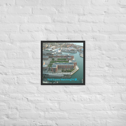 Nice City Framed photo paper poster with realestatematching24 with key Logo