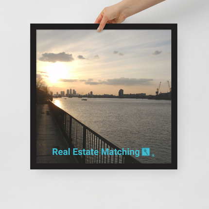 Awesome River View Framed photo paper poster with realestatematching with key Logo