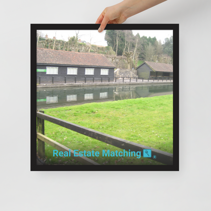 Lakeside Serenity Framed photo paper poster with realestatematching with key Logo