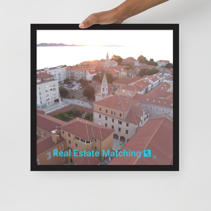 Roof Sunset View Framed photo paper poster with realestatematching with key Logo