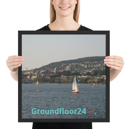Beautiful River & Hills Sinari Framed photo paper poster with Groundfloor24 with House Logo