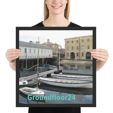Boat on Water Framed photo paper poster with Groundfloor24 with House Logo