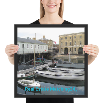 Boat on Water Framed photo paper poster with realestatematching24 without key Logo
