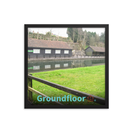 Lakeside Serenity Framed photo paper poster with Groundfloor with House Logo