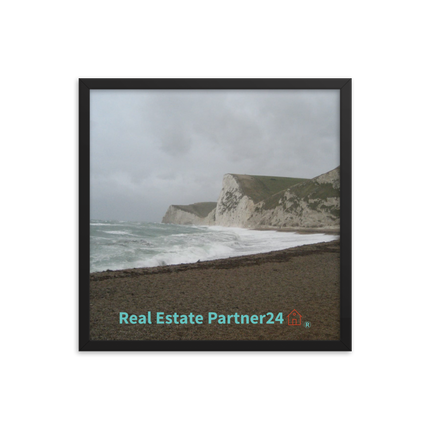 Waves and Sand Framed photo paper poster with realestatepartner24 with house Logo