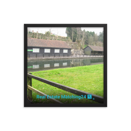 Lakeside Serenity Framed photo paper poster with realestatematching24 with key Logo