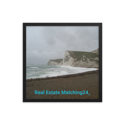 Waves and Sand Framed photo paper poster with realestatematching24 without key Logo
