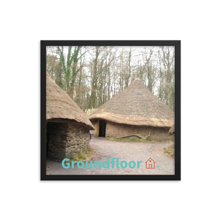 Village Charm Framed photo paper poster with Groundfloor with House Logo