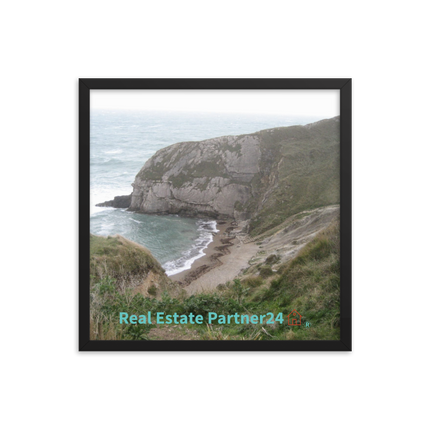 Sea & Hills Framed photo paper poster with realestatepartner24 with house Logo