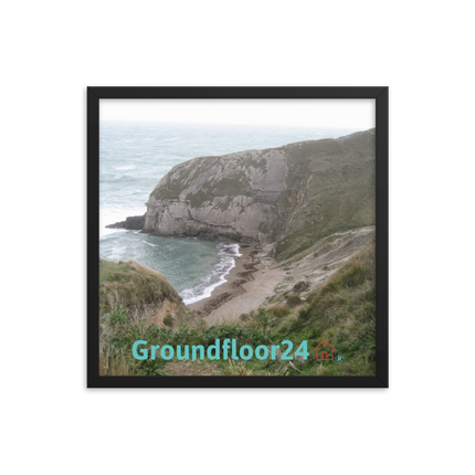 Sea & Hills Framed photo paper poster with Groundfloor24 with House Logo