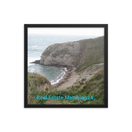 Sea & Hills Framed photo paper poster with realestatematching24 without key Logo